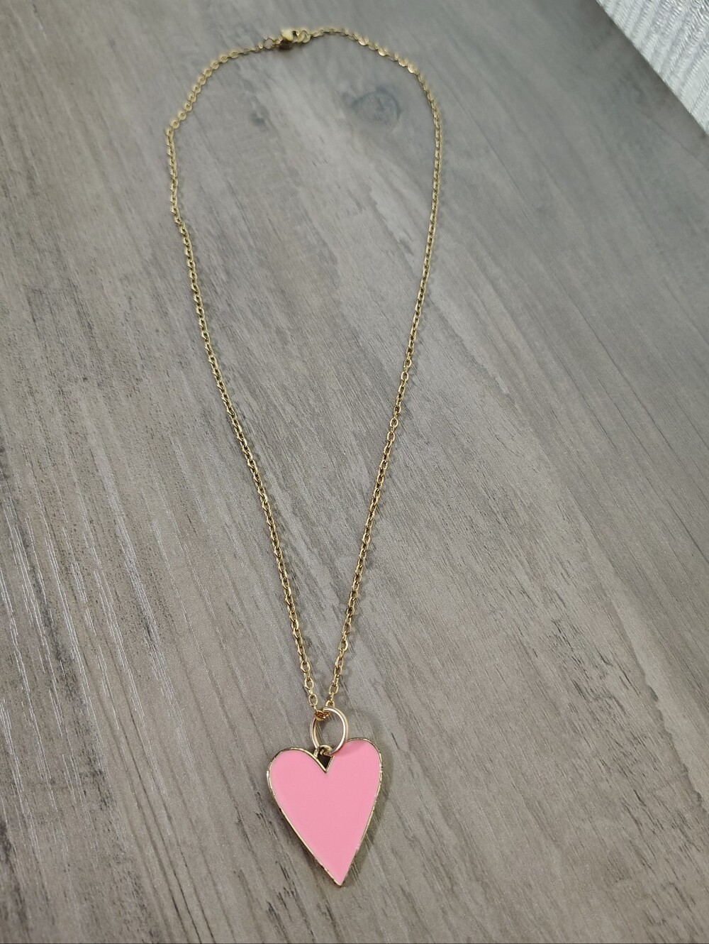 Pink Enamel Heart Necklace